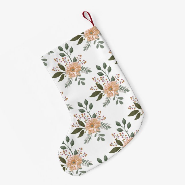 Pequena Meia de Natal com Estampa Floral (Verso (Pendurada))