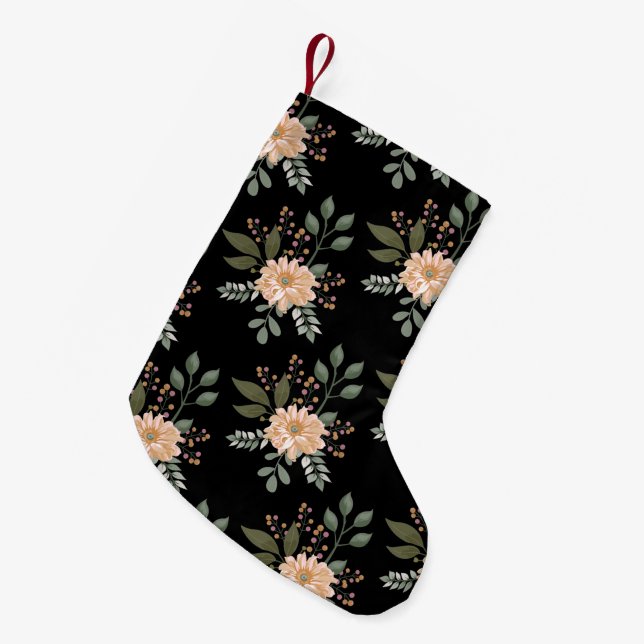 Pequena Meia de Natal com Estampa Floral (Frente (Pendurada))