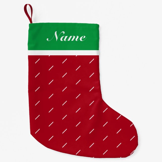 Pequena Meia de Natal com Nome Personalizado com Corações (Frente)