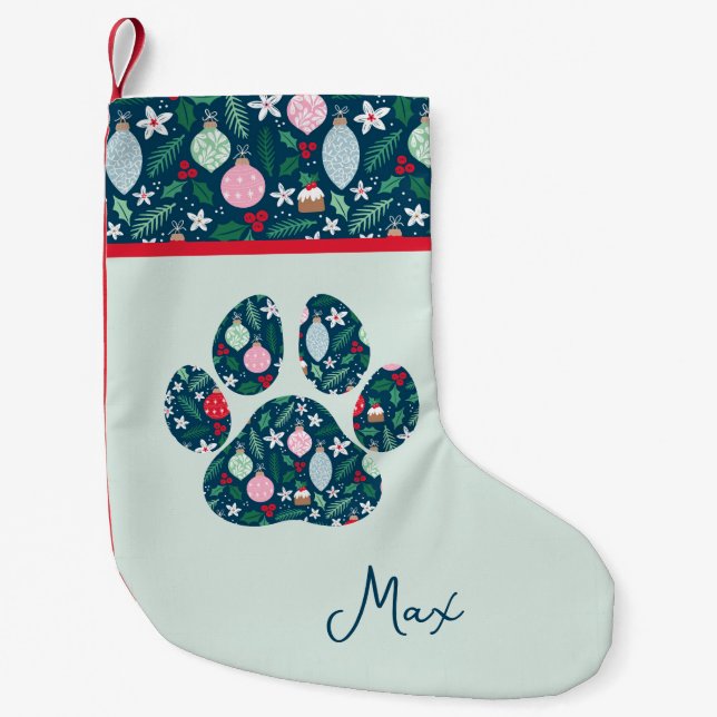 Pequena Meia de Natal com Nome Personalizado e Impressão d (Frente)