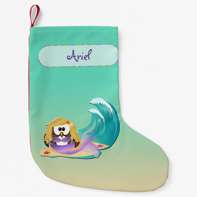 Pequena meia de Natal de coruja sereia (Frente)