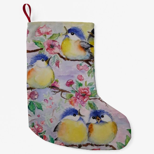 Pequena Meia de Natal de Pássaros Fofos (Frente)