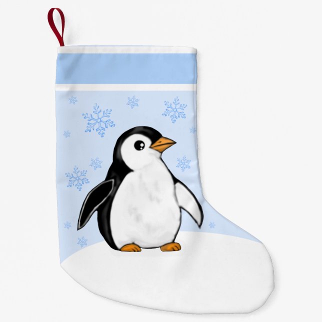 Pequena Meia de Natal de Pinguim Bebê Fofo (Frente)