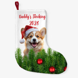 Pequena Meia de Natal do Corgi Santa Paws
