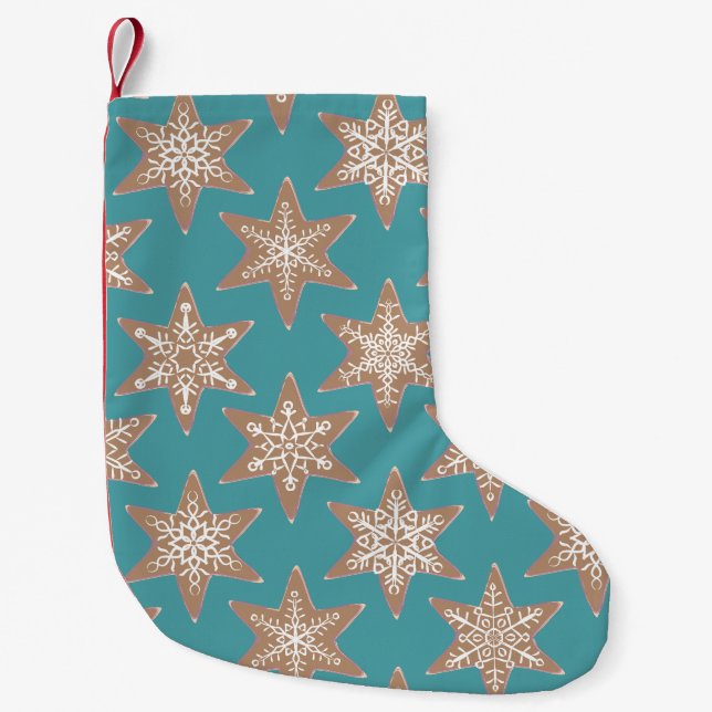 Pequena Meia de Natal Estrelas de Pão de Mel (Verde) (Frente)