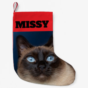 PEQUENA MEIA DE NATAL FOTO GATO PERSONALIZADA