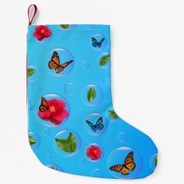 Pequena Meia de Natal Frutiger Aero Butterfly Bubbles (Frente)