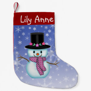 Pequena Meia de Natal Personalizada de Boneco de Neve Feli