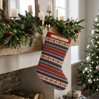 Pequena Meia de Natal Personalizada Fair Isle Nórdica