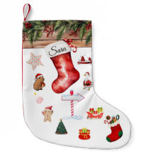 Meia de Natal Personalizada Moderna Vermelha e Bra