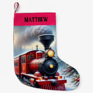Pequena Meia de Natal Vermelha Nostálgica do Trem