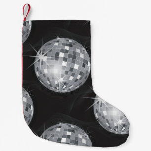 Pequena meia de prata do Natal do xmas da bola do disco