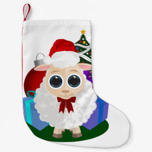 Pequena Ovelha de Natal Fofo Meia Decorativa Animal de Faz