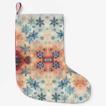 Padrão de Flocos de Neve Vintage - Meia de Natal