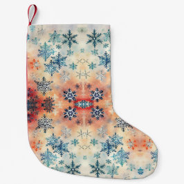 Pequena Padrão de Flocos de Neve Vintage - Meia de Natal