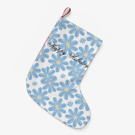 Pequena Padrão Floral Azul - Meia de Natal