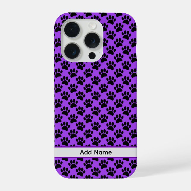 Pequena Pegada de Pata de Cachorro em Preto e Roxo (Verso)