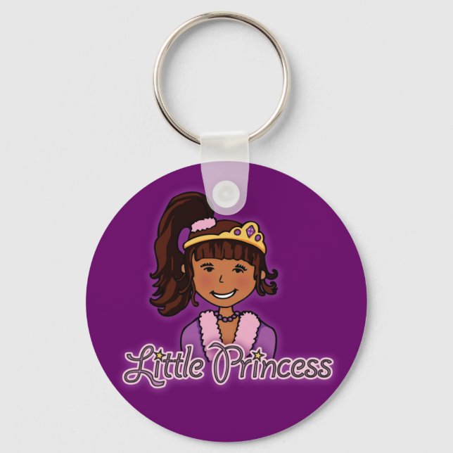 "Pequena Princesa" chaveiro de cabelo roxo escuro (Frente)