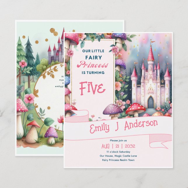 Pequena Princesa Fada Aniversário Qualquer Fairyta (Frente/Verso)