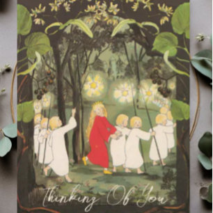 Pequena Princesa no Cartão de Saudação Florestal