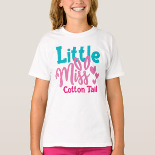 Pequena Senhorita Cotton Tail Páscoa T-Shirt para 
