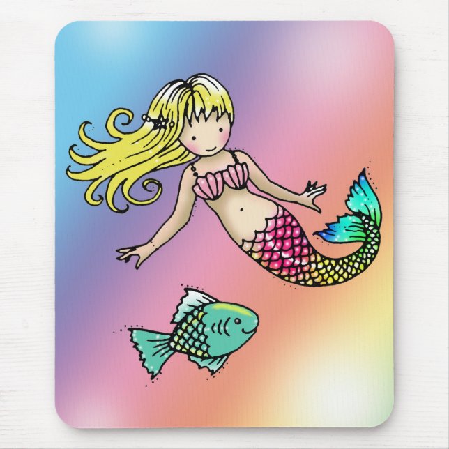 Pequena Sereia e Peixe  Mousepad (Frente)