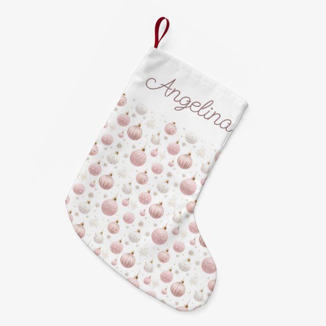 Pequena Sinos Tilintam Natal Rosa Meia de Natal (Frente (Pendurada))