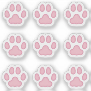 Pequenas Adesivos de Pegadas de Pata de Gato Rosa