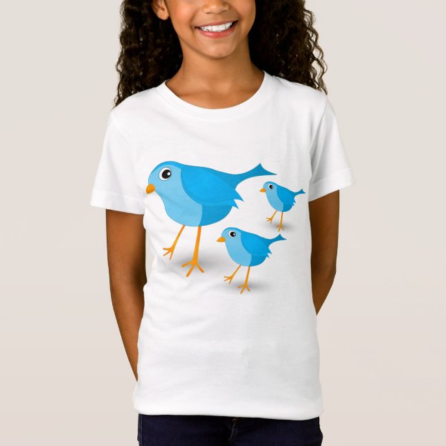 Pequenas Aves Azuis, Meninas ou Crianças, T-Shirt (Frente)