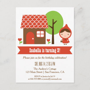 Pequenas Convites de aniversário de Chapéu Vermelh