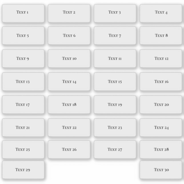 Pequenas etiquetas de texto individuais (Frente)