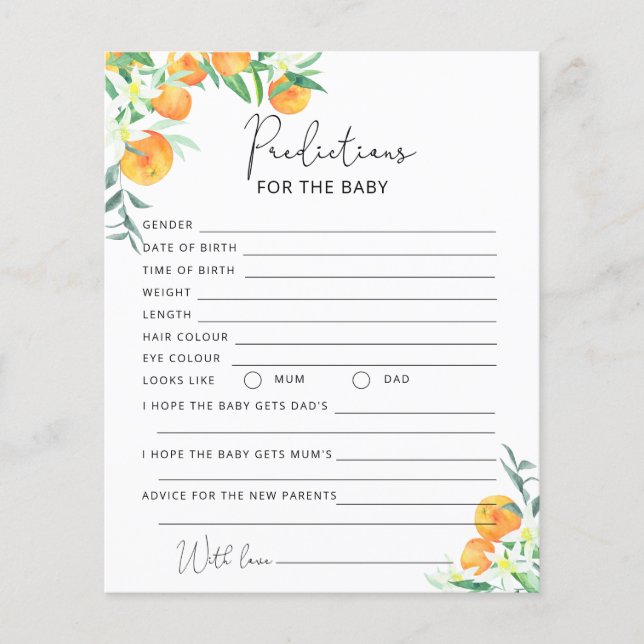 Pequenas previsões bonitas para o bebê (Frente)