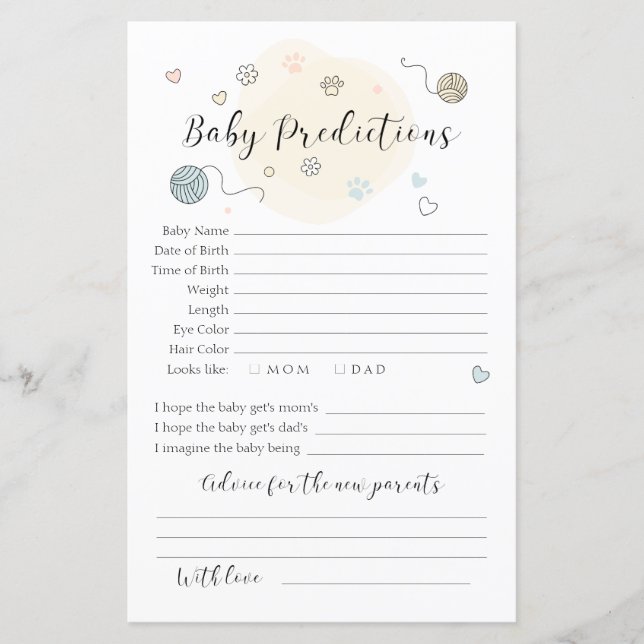 Pequenas previsões para bebês (Frente)