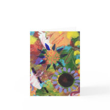 Pequeno, 4" x 5,6" cartão de nota dobrado Flores A