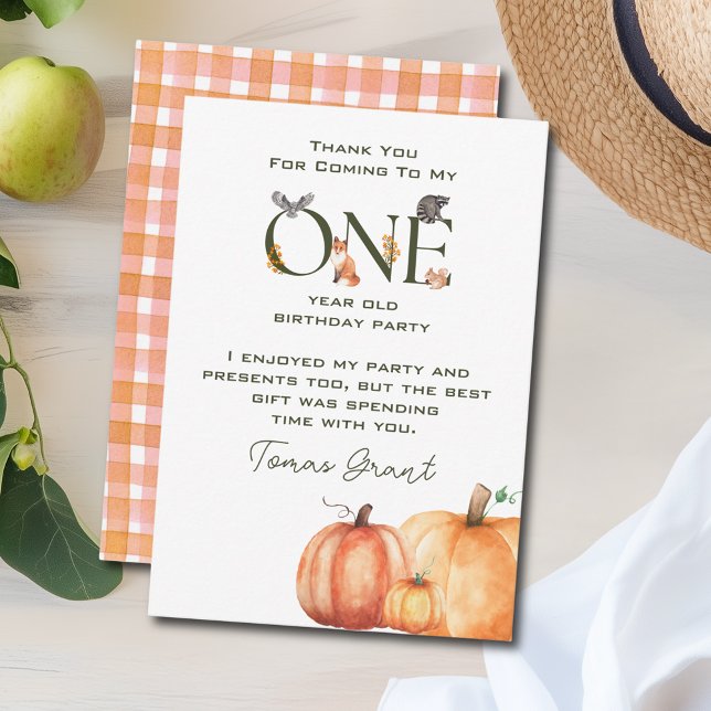 Pequeno Abóbora Primeiro Cartões de agradecimentos (Little Pumpkin First Birthday Thank You Card
)