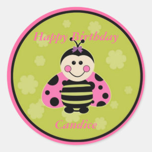 Pequeno Adesivo de Ladybug Rosa