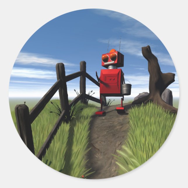 Pequeno adesivo Red Robot (Frente)