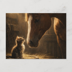Pequeno Amigo   Cavalo & Gatinho   Cartão Postal