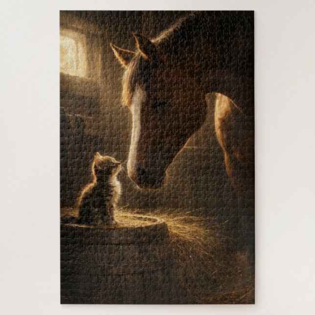 Pequeno Amigo | Cavalo & Gatinho | Quebra-cabeça (Vertical)