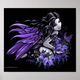 "Pequeno Azul" Violeta Flor de Borboleta Poster