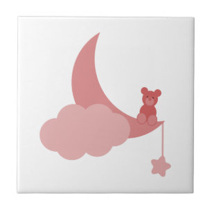 Pequeno Azulejo de cerâmica de Urso Rosa