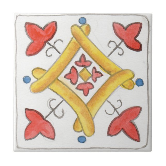 Pequeno azulejo de cerâmica inspirado na Sicília " (Frente)