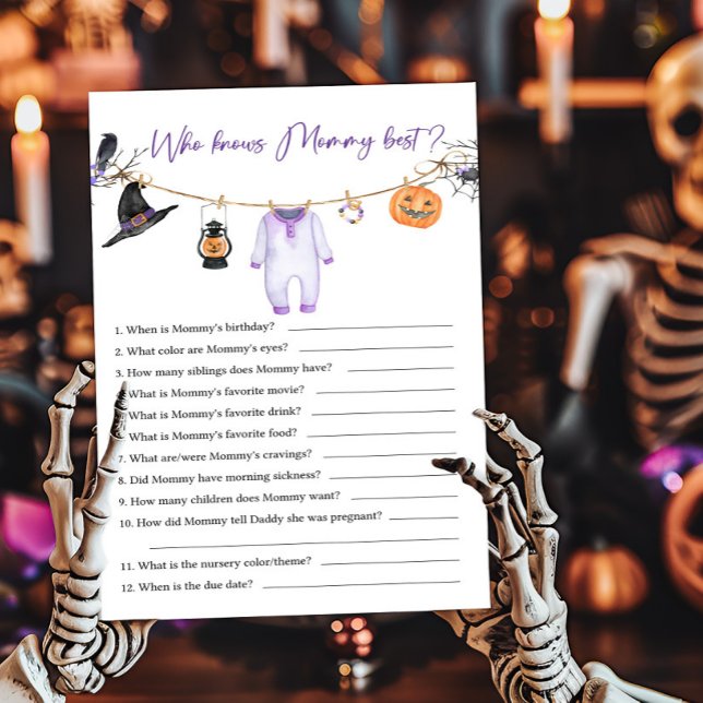 Pequeno Boo Roxo que conhece o melhor jogo da Mamã (Halloween Baby Clothes Baby Shower Who knows Mommy Best Game)