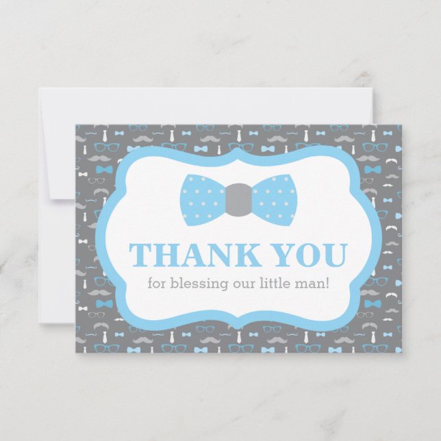 Pequeno Cartões de agradecimentos, Azul Bebê e Cin (Frente)