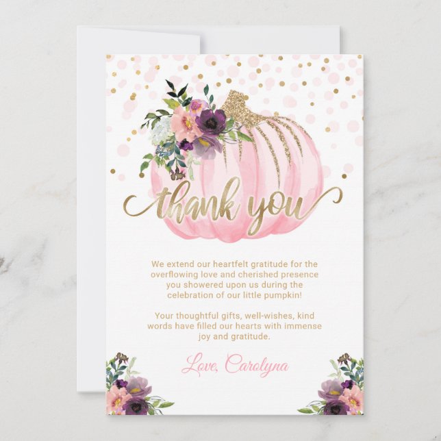 Pequeno Cartões de agradecimentos de Abóbora 5x7 (Frente)