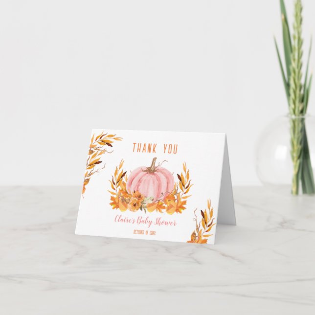 Pequeno Cartões de agradecimentos de Chá de fralda (Frente)