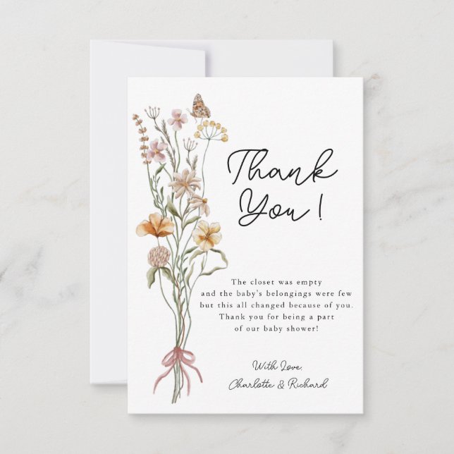 Pequeno Cartões de agradecimentos de Chá de fralda (Frente)