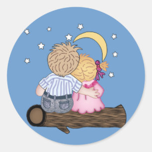 Pequeno Casal assistindo Adesivos do Céu Noturno