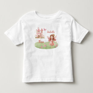 Pequeno Castelo Rosa Fada Borboleta Camiseta para