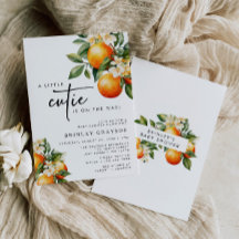 Pequeno Chá de fraldas Cutil Convite Citrus Orange